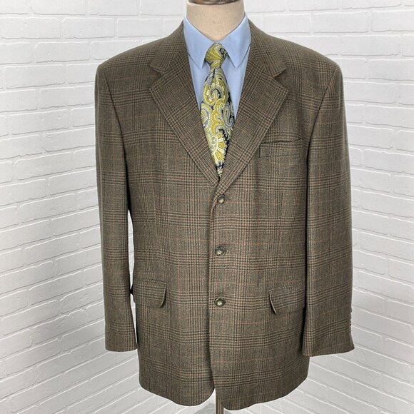 Jones New York Blazer Men 44R‎ Orange Brown 3 Button Lambswool Classic Jacket - Picture 1 of 14